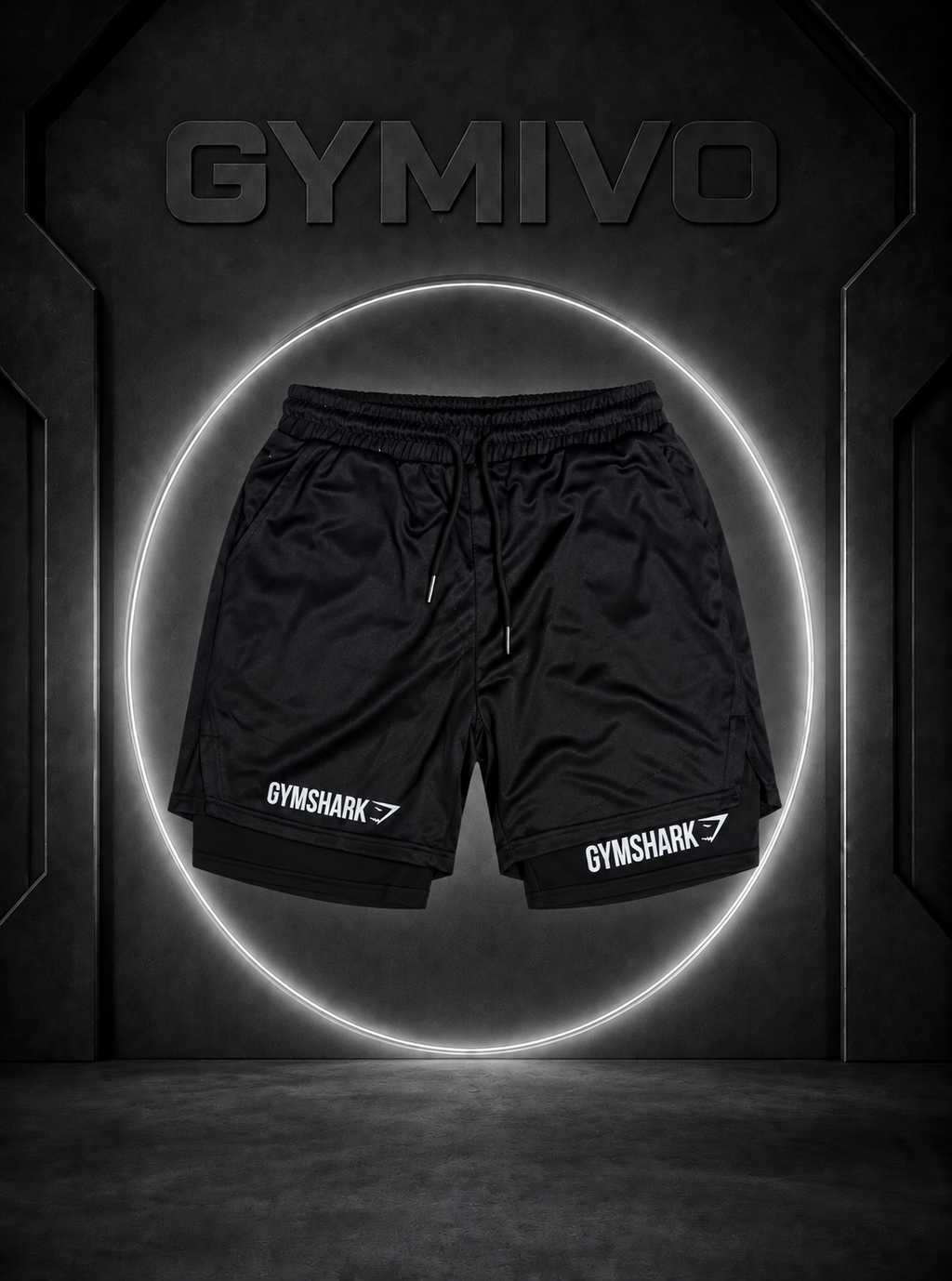 Gymshark Double-Layer Shorts — Black
