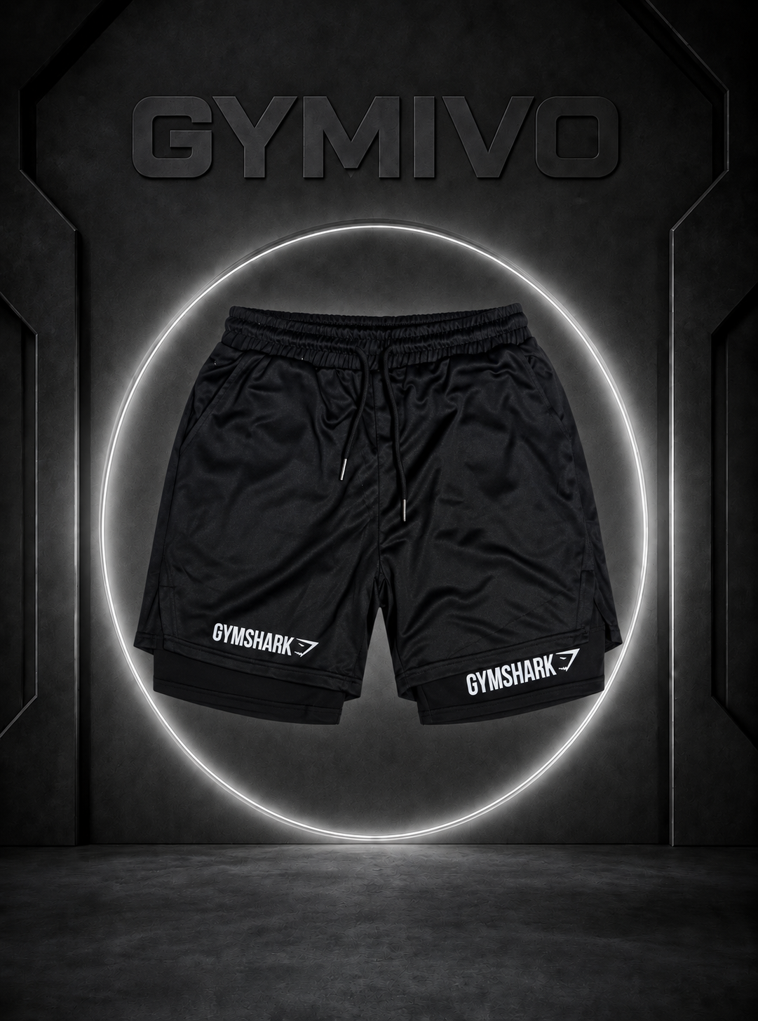 Gymshark Double-Layer Shorts — Black
