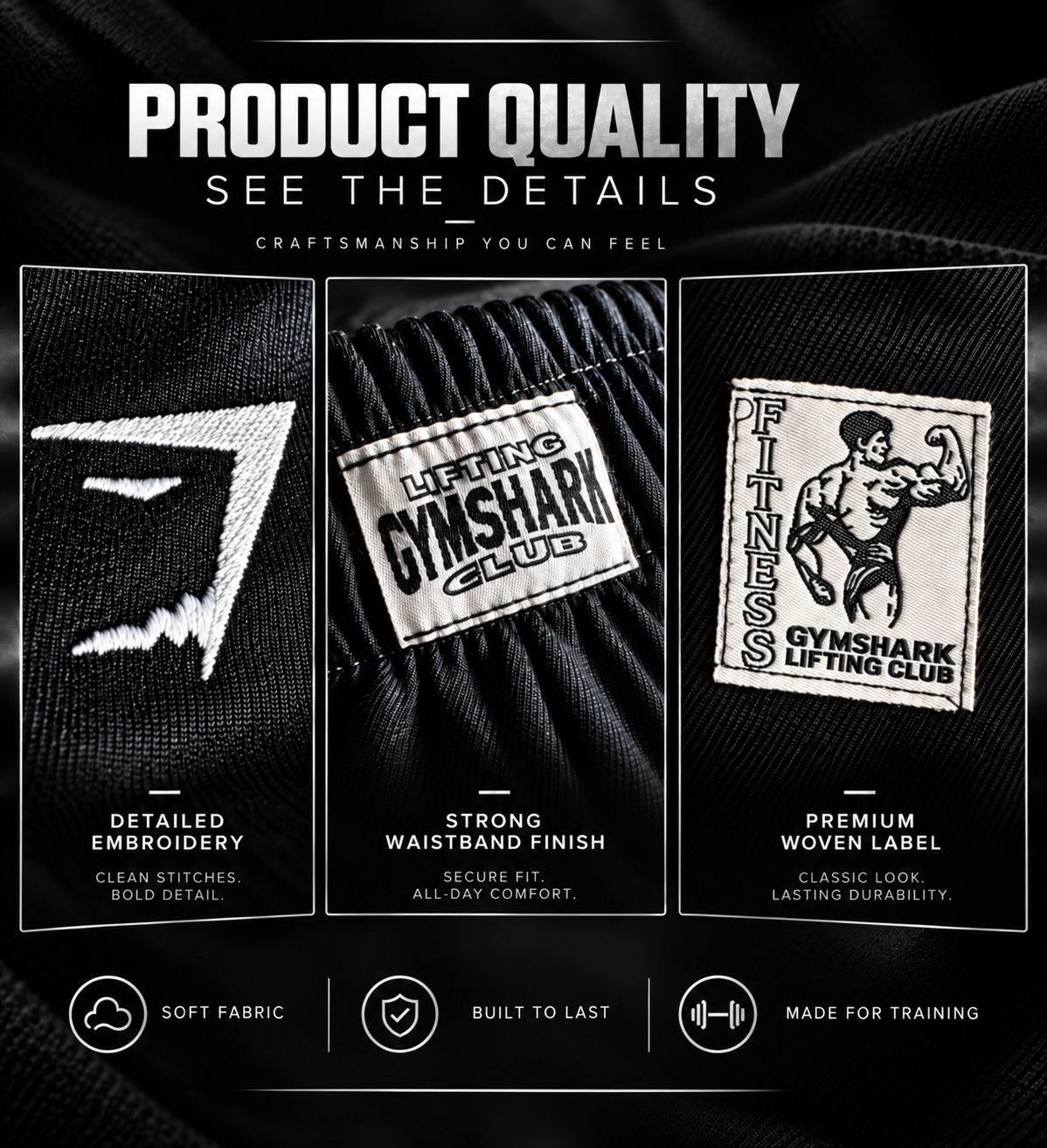 Gymshark Premium Cotton Joggers — Black