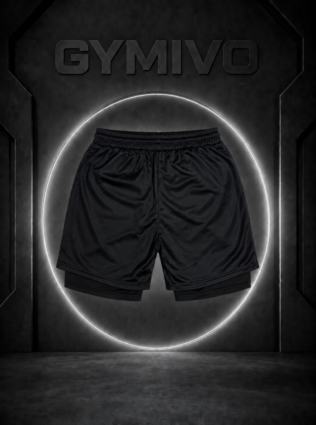 Gymshark Double-Layer Shorts — Black