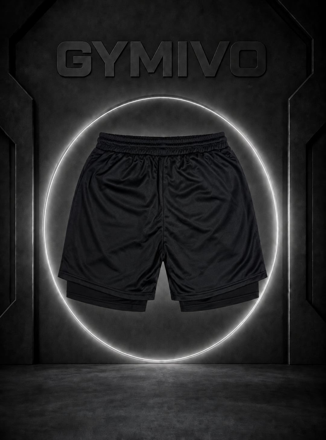 Gymshark Double-Layer Shorts — Black